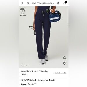 Women’s Figs High Waisted Livingston Basic Scrub Pants in Navy size LARGE PETITE